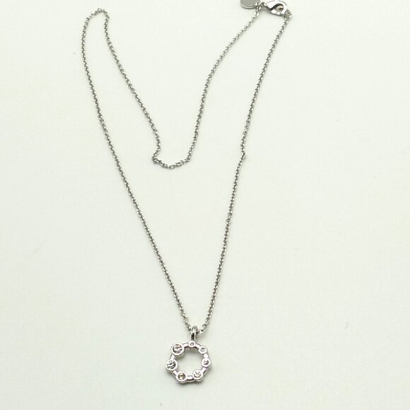 Dana Bachman Delicate Open Circle Crystal Necklace Silver-tone NWOT 18" - Picture 9 of 11